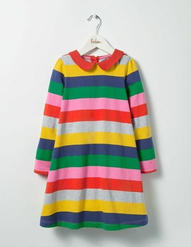 Girls Mini Boden Long Sleeve Striped Dress Years 4-5 5-6