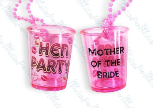 8X *FLORAL* ROSE GOLD TEAM BRIDE SHOT GLASSES NECKLACE HEN PARTY NIGHT DO
