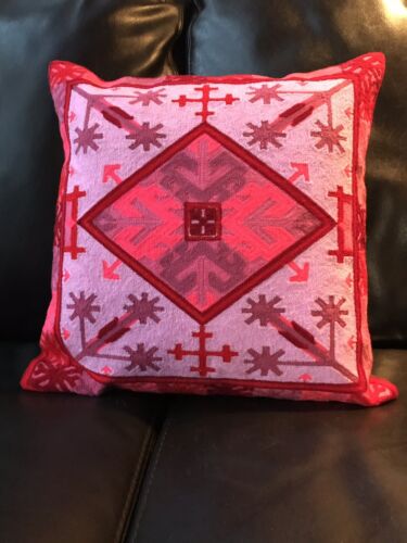Embroidered Bright Pink /& Red Coloured Cushion