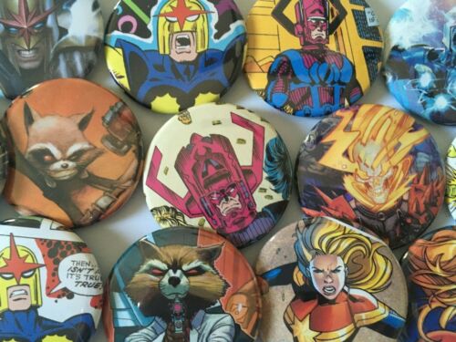 Marvel Cosmic Heroes 2.25/" Button Pins Pinbacks FROM ACTUAL COMIC BOOKS