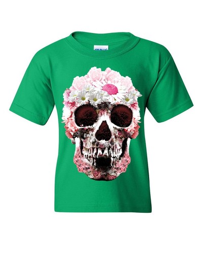 Sugar Daisy Skull Youth T-Shirt Day of the Dead Mexico Flower Calavera Kids Tee