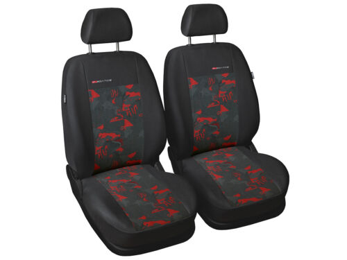 2 X CAR SEAT COVERS pair front seats fit Toyota Yaris charcoal grey//red
