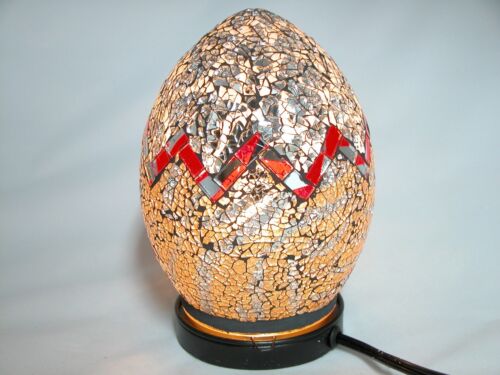 Silver/Gold Egg Shaped 8" Mosaic Glass table lamp 