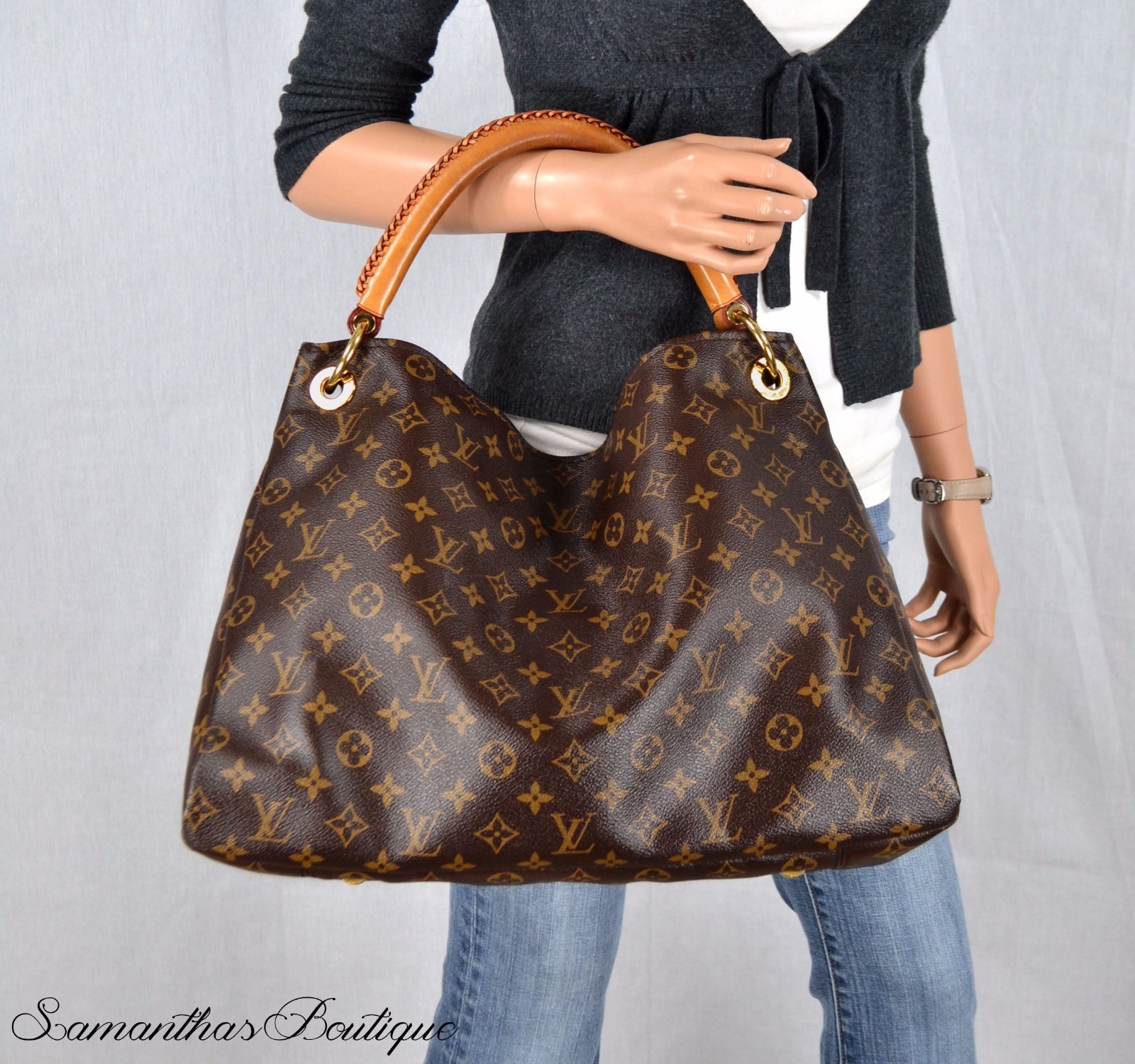 LOUIS VUITTON ARTSY MM MONOGRAM LEATHER LARGE SHOULDER BAG SATCHEL PURSE HANDBAG | eBay