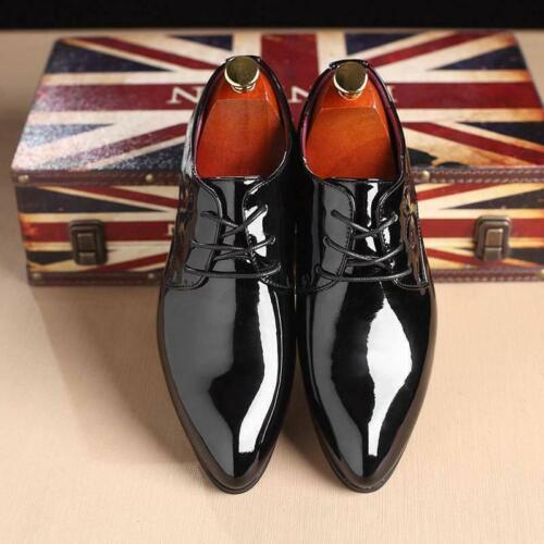 Men Carved Patent Leather Lace Up British Style Wedding Pointy Toe Shoes LL0