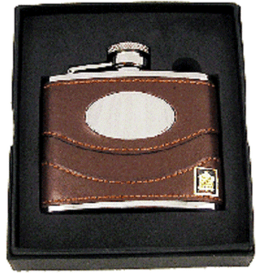 Cuir marron personnalisé ballon Hip 4oz plaque gravé Initiales message fl29