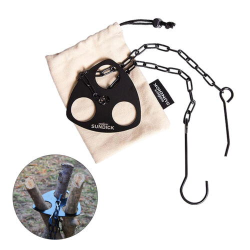 Details about   Camping Tripod Board Portable Cooking Grill Pot Holder Hook Adjustable Chain 
