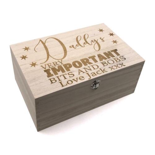 Daddy/'s Personalised Large wooden Bits and Bobs Keepsake Box Gift HB-91
