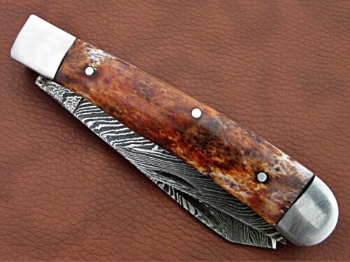 CUSTOM HAND MADE DAMASCUS STEEL FOLDING KNIFE . available More Then 25 