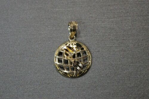 Details about   10K Solid Yellow Gold Diamond Cut 0.75" Tiny World Globe Charm Pendant. 