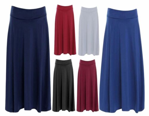 Womens Elastic Waist Flared Skirt Ladies Plain Casual Short Skirt Plus Size Lot