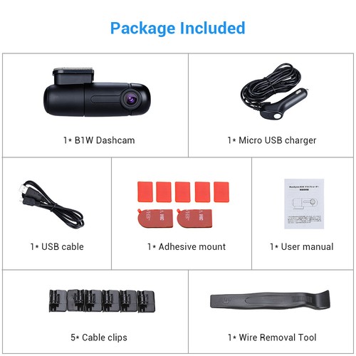 B1W Mini 360° Rotate Parking WiFi Capacitor Car 1080P Dash Cam Recorder Camera