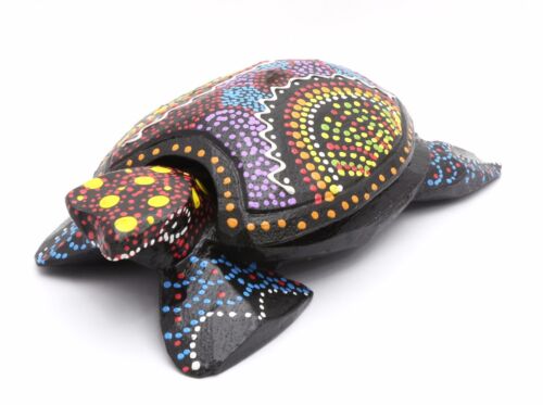 Full set or Individual Pieces Colorful Hand-Painted Wood Sea Turtle Figurines