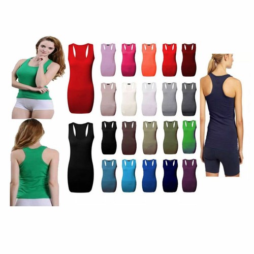 Womens Vest Top Racer Back Bodycon Muscle Gym Ladies yoga Plus Sizes 8-26