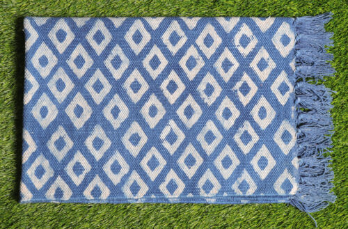 Indian Cotton Rug Handmade Area Floor Carpet Hippie Bathroom Runner Yoga Mat Rag 