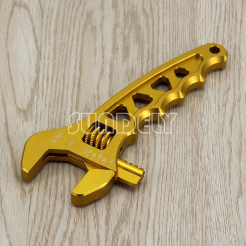 New AN3-12AN Adjustable Spanner Aluminum Anodized Wrench Fitting Tools Golden