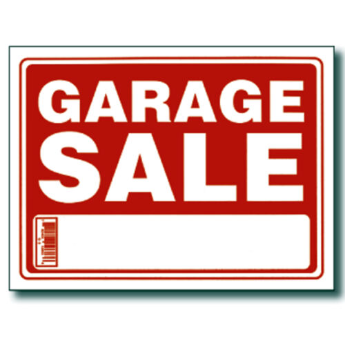 5 Pack  9 x 12 Inch Red & White Flexible Plastic " Garage Sale " Sign 