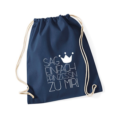 Baumwoll Turnbeutel mit Spruch Motiv /" Prinzessin /" Jute Tasche Gym Bag