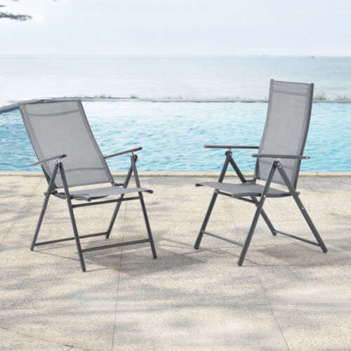 en. casa 2x silla de jardín respaldo alto silla pesca silla de camping outdoor-silla set