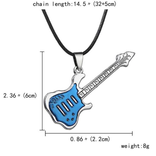 Stainless Steel Guitar Leather Pendant Necklace Womens Punk Men/'s Jewellery Gift