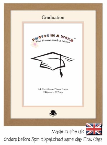Cartel de certificado de graduación A4 Imagen Foto Marco doble de montaje 709N