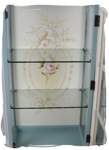 SHABBY CHIC VITRINENSCHRANK GLASVITRINE BLUMEN REGAL ANTIK STIL Schrank Glas neu
