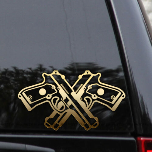 Crossed Pistols Decal Sticker M9 Guns NRA Beretta Ammo Car Truck Window