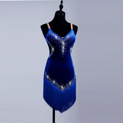 Latin Dance Dress Salsa Tango Cha cha Ballroom Velvet Competition Dress#FM272