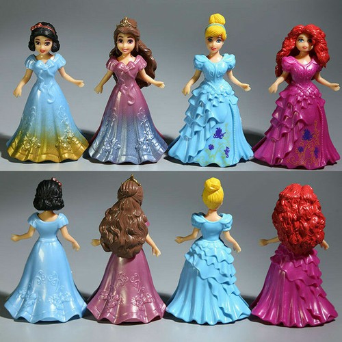 8pcs Movie Disney Princess Action Figures Changed Dress Doll Kids Girl Toy Gift