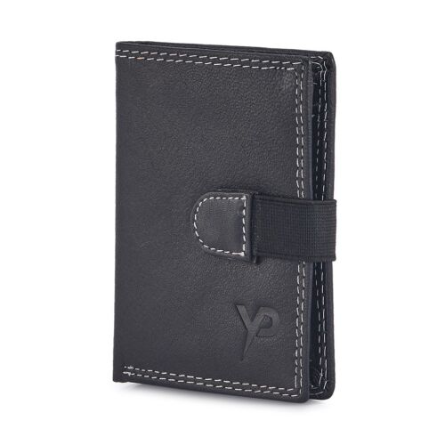 Black Takes 16 Cards RFID Secure Leather Credit Card Holder//Billfold