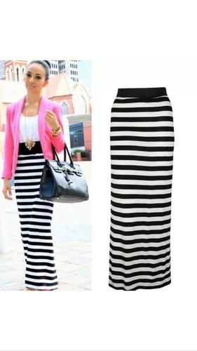 Women/'s Ladies Gypsy Maxi Skirt Aztec Stripe Print Elasticated Waist Full Length