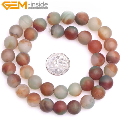 Natural Round Gemstone Matte Onyx Agate Loose Beads Jewelry Making Strand 15" 