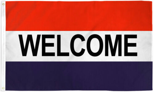 Welcome Flag 3x5ft We're Open Welcome Sign Welcome Banner Red White Blue Flag 