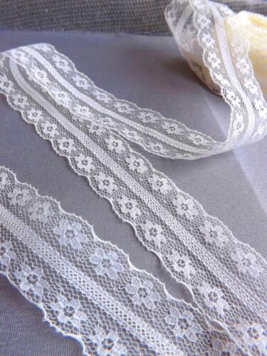 VINTAGE LACE RIBBON TRIM white peach pink  25mm BRIDAL Daisies craft cards gifts 