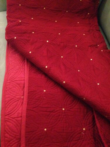 Global Home Red & Gold Embroidered Twin Bed Quilt Bedding Blanket Bedspread 