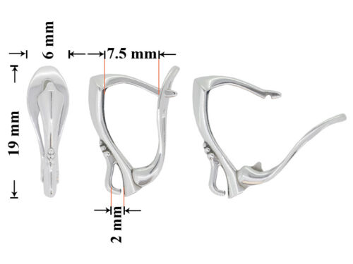 Findings Sterling Silver Leverback Earrings Hooks Open Loop 19x7.5mm