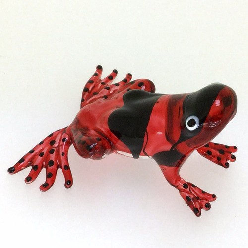 Figurine RED FROG Lampwork Collectible HAND BLOWN Art GLASS Decor Statue