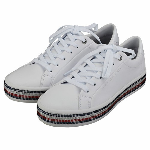 Tommy Hilfiger Jeweled Rhinestone Womens White Fashion Trainers