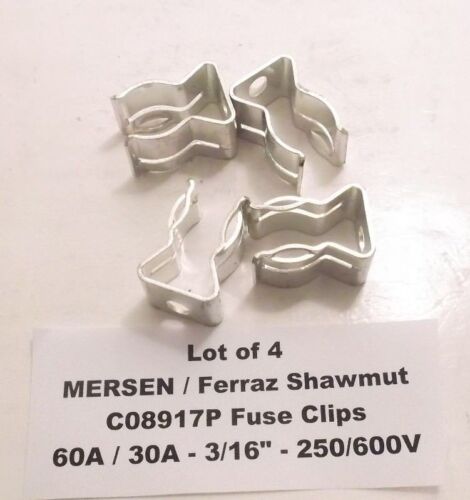 Lot of 4 MERSEN 250//600V 3//16/" 30A Ferraz Shawmut C08917P Fuse Clips 60A