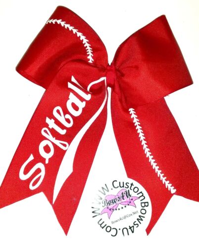 Softball Hair Bow...Nice!  Can personalize