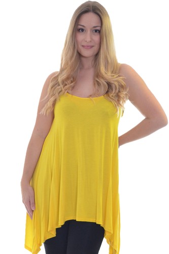 New Plus Size Top Womens Plain Strappy Sleeveless Ladies Swing Cami Vest 14-28
