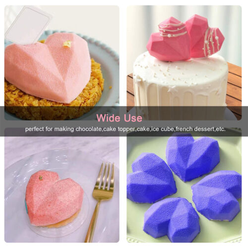 6 Cavity Half Ball Sphere Cake Silicone Molds//3D Heart Shape Mould Baking Tray