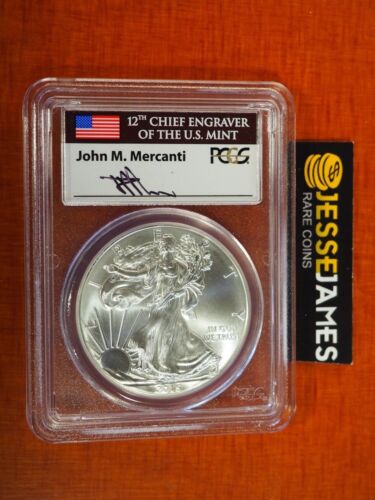2015 SILVER EAGLE PCGS MS70 FLAG MERCANTI FIRST STRIKE LABEL