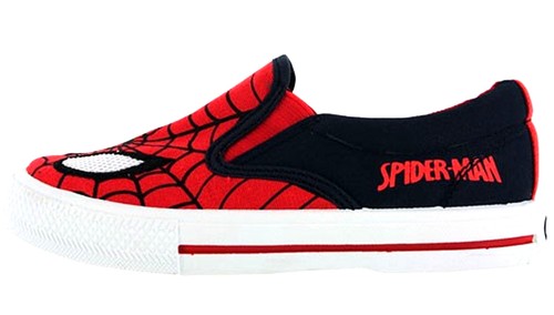 Boys Kids Spiderman Canvas Trainers Shoes Red Black Toddler Children Size 7-1