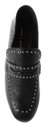 Details about / JANET /& JANET Women/'s Shoes Ines Leather Black Studs New