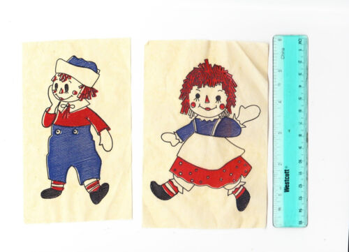 Vintage 70s T-Shirt Iron On Transfer Raggedy Ann & Andy Classic Rag Doll Style 