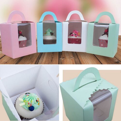 Fairy Cake Boxes With Clear Window Gift Box Muffin 1/5/10 Pcs Single Cupcake 