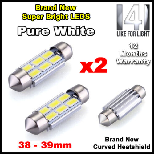 NUMBER PLATE LED FESTOON 239 38MM 39MM CANBUS BULB IN PURE WHITE 2 x INTERIOR 