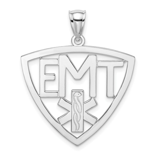 Details about / 14K White Gold Cut-Out Emt Charm Pendant MSRP $259
