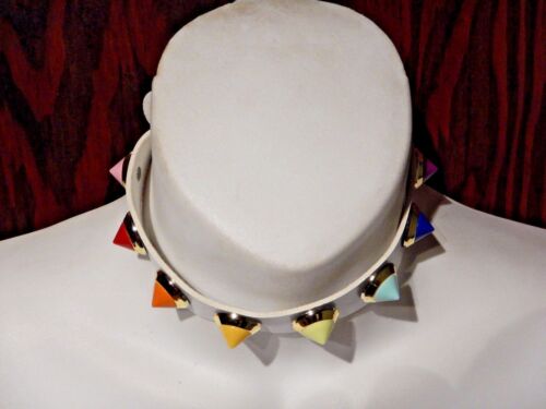 COLORED SPIKE CHOKER red/ black white/ rainbow punk unicorn collar necklace 6I 